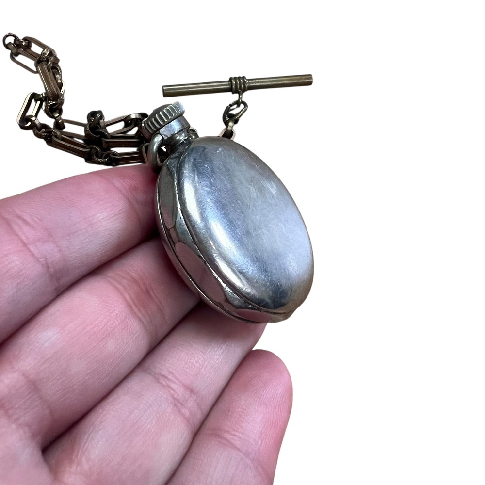 Vintage Tip Top Service Pocket Watch with T-Bar Fob Chain Silver Tone Antique - Picture 4 of 6
